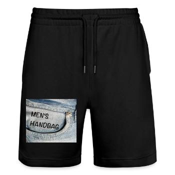 the real men's handbag - Stanley/Stella Unisex Bio Joggingshorts Trainer  - Schwarz - Vorne - Nik (191cm) & Marisol (170cm)