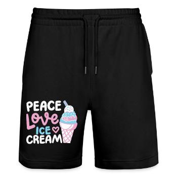 Eiscreme Eisliebhaber - Stanley/Stella Unisex Bio Joggingshorts Trainer  - Schwarz - Vorne - Nik (191cm) & Marisol (170cm)