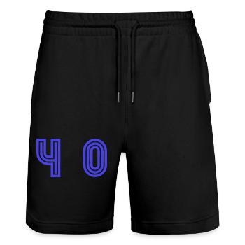 40. 40 JAHRE. 40. JAHRESTAG. 40-JÄHRIGES JUBILÄUM. - Stanley/Stella Unisex Bio Joggingshorts Trainer  - Schwarz - Vorne - Nik (191cm) & Marisol (170cm)