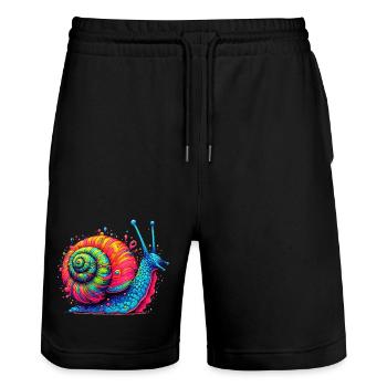 Snail - Stanley/Stella Trainer Unisex Organic Jogging Shorts - black - Front - Nik (191cm) & Marisol (170cm)