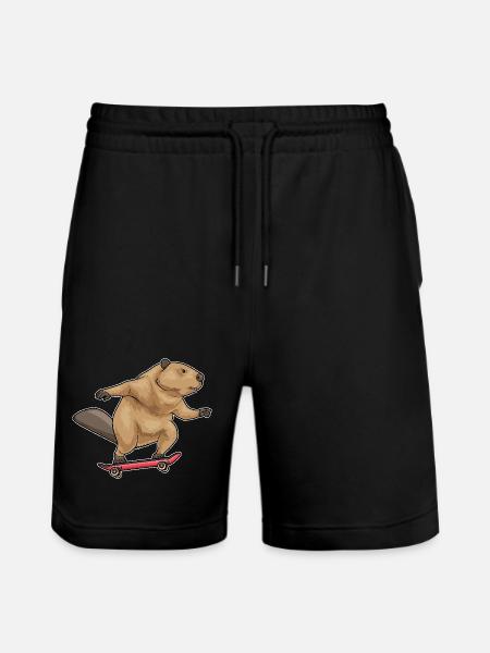 Beaver Skater Skateboard - Stanley/Stella Trainer Unisex Organic Jogging Shorts - black