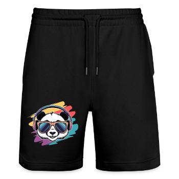 Cool Panda Vibes - Stanley/Stella Trainer Unisex Organic Jogging Shorts - black - Front - Nik (191cm) & Marisol (170cm)