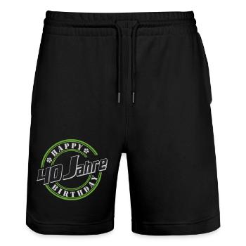 40. Geburtstag , 40 Happy Birthday Siegel - Stanley/Stella Unisex Bio Joggingshorts Trainer  - Schwarz - Vorne - Nik (191cm) & Marisol (170cm)
