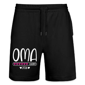 Oma 2026 loading - Stanley/Stella Unisex Bio Joggingshorts Trainer  - Schwarz - Vorne - Nik (191cm) & Marisol (170cm)