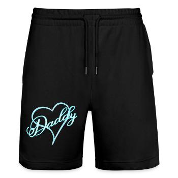 Papa avec coeur garçon bleu - Short de jogging bio TRAINER Stanley/Stella unisexe - noir - Devant - Nik (191cm) & Marisol (170cm)