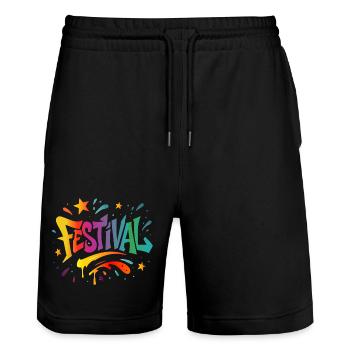 Festival – Colourful energy in graffiti style - Stanley/Stella Trainer Unisex Organic Jogging Shorts - black - Front - Nik (191cm) & Marisol (170cm)
