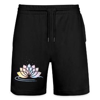 Stilisiertes Pastell Blütensymbol mit Wasser - Stanley/Stella Unisex Bio Joggingshorts Trainer  - Schwarz - Vorne - Nik (191cm) & Marisol (170cm)