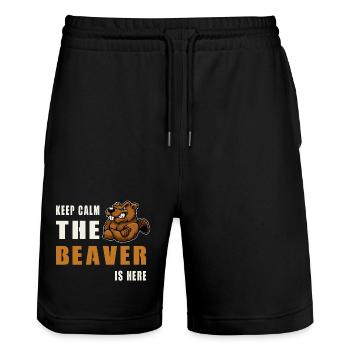 Bleib ruhig, Biber ist hier - Stanley/Stella Unisex Bio Joggingshorts Trainer  - Schwarz - Vorne - Nik (191cm) & Marisol (170cm)
