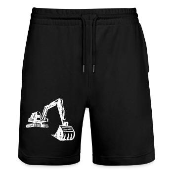 Excavator Silhouette Construction Worker Grunge Design - Stanley/Stella Trainer Unisex Organic Jogging Shorts - black - Front - Nik (191cm) & Marisol (170cm)