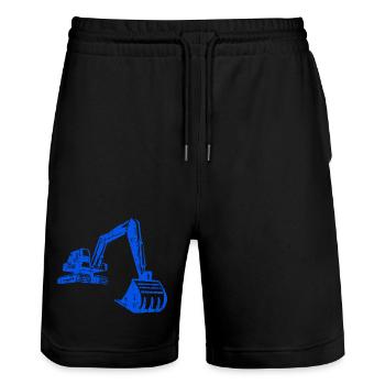 Excavator Silhouette Construction Worker Grunge Design - Stanley/Stella Trainer Unisex Organic Jogging Shorts - black - Front - Nik (191cm) & Marisol (170cm)