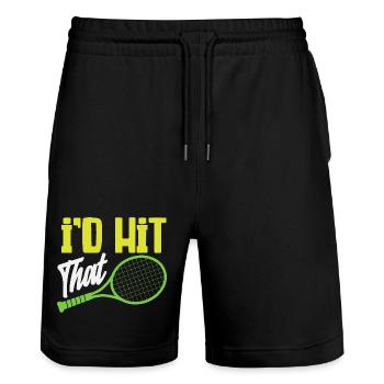 I Beat The Tennis Player Humor - Stanley/Stella Trainer Unisex Organic Jogging Shorts - black - Front - Nik (191cm) & Marisol (170cm)