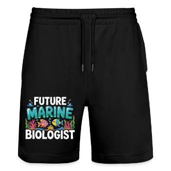 Futur biologiste marin avec les poissons - Short de jogging bio TRAINER Stanley/Stella unisexe - noir - Devant - Nik (191cm) & Marisol (170cm)