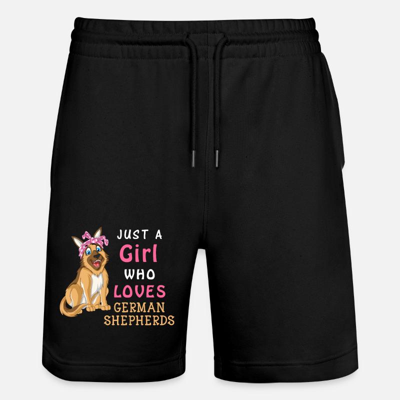 Mädchen liebt Deutschen Schäferhund - Stanley/Stella Unisex Bio Joggingshorts Trainer  - Schwarz