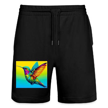 hummingbird - Stanley/Stella Trainer Unisex Organic Jogging Shorts - black - Front - Nik (191cm) & Marisol (170cm)