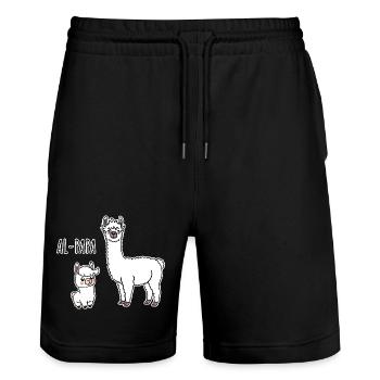Al-Papa Ein Alpaka Papa mit Alpaka Kind - Stanley/Stella Unisex Bio Joggingshorts Trainer  - Schwarz - Vorne - Nik (191cm) & Marisol (170cm)
