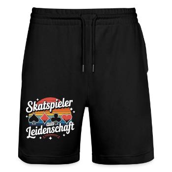 Joueurs passionnés de skat Cartes de skat rétro - Short de jogging bio TRAINER Stanley/Stella unisexe - noir - Devant - Nik (191cm) & Marisol (170cm)