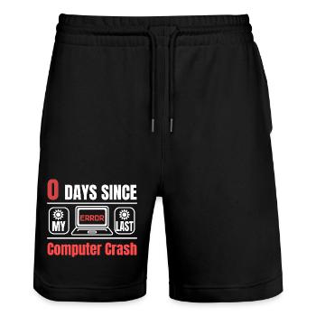 Technical Support 0 Days Since My Last PC Crash - Stanley/Stella Unisex Bio Joggingshorts Trainer  - Schwarz - Vorne - Nik (191cm) & Marisol (170cm)