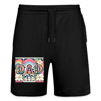 Flower Dad Blumen-Paneele - Stanley/Stella Unisex Bio Joggingshorts Trainer  - Schwarz - Vorne - Nik (191cm) & Marisol (170cm)