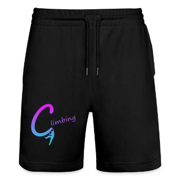 Climbing Circle Gradient Design Climbing Climbing - Stanley/Stella Trainer Unisex Organic Jogging Shorts - black - Front - Nik (191cm) & Marisol (170cm)