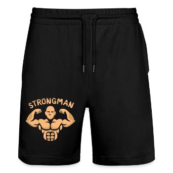 Strongman Bodybuilder – Force et puissance musculaire - Short de jogging bio TRAINER Stanley/Stella unisexe - noir - Devant - Nik (191cm) & Marisol (170cm)