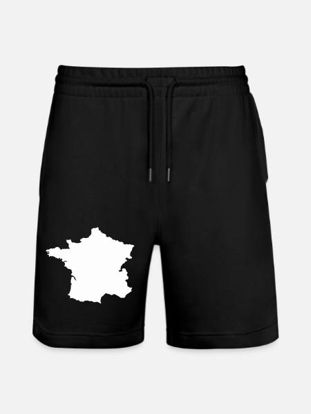 French Map Silhouette - Stanley/Stella Trainer Unisex Organic Jogging Shorts - black
