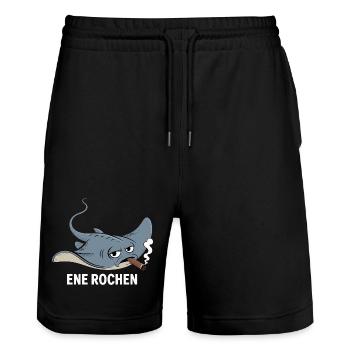 Ene Rochen Raucher Spruch Zigarette Kippe Rauchen - Stanley/Stella Unisex Bio Joggingshorts Trainer  - Schwarz - Vorne - Nik (191cm) & Marisol (170cm)