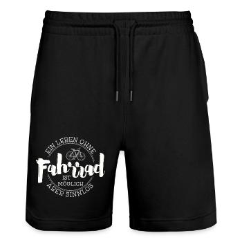 A life without a BIKE is pointless - Stanley/Stella Trainer Unisex Organic Jogging Shorts - black - Front - Nik (191cm) & Marisol (170cm)