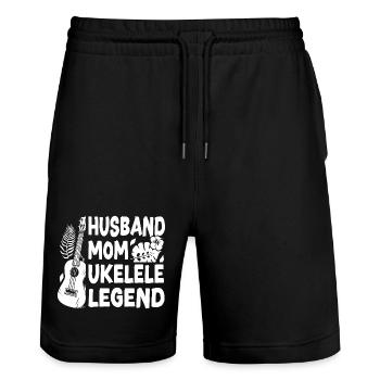Hawaiian Ukulele Uke Wife Mom - Stanley/Stella Trainer Unisex Organic Jogging Shorts - black - Front - Nik (191cm) & Marisol (170cm)