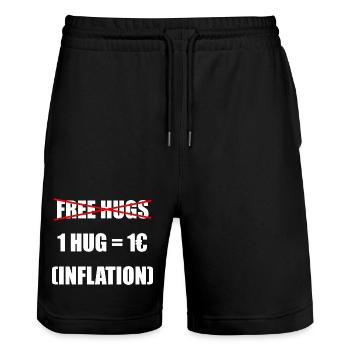 Free Hugs - Adjusted for Inflation - Stanley/Stella Trainer Unisex Organic Jogging Shorts - black - Front - Nik (191cm) & Marisol (170cm)