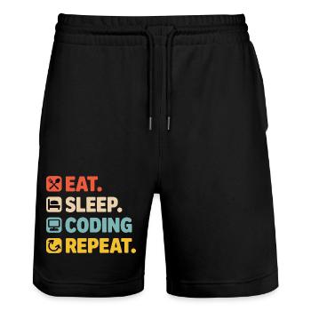 Programmer's Life Humor for Programmers - Stanley/Stella Trainer Unisex Organic Jogging Shorts - black - Front - Nik (191cm) & Marisol (170cm)