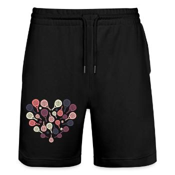 Padel Racket Heart  – Sport & Herz - Stanley/Stella Unisex Bio Joggingshorts Trainer  - Schwarz - Vorne - Nik (191cm) & Marisol (170cm)