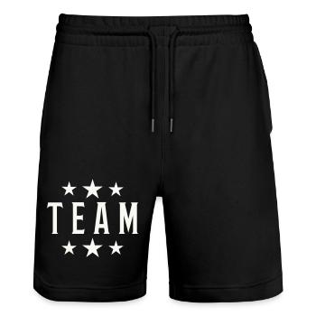 Logo de l’équipe Vintage Star - Short de jogging bio TRAINER Stanley/Stella unisexe - noir - Devant - Nik (191cm) & Marisol (170cm)