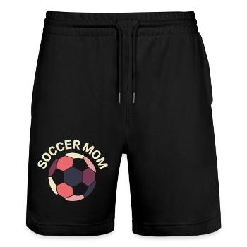 Soccer Mom Fußball Style - Stanley/Stella Trainer Unisex Organic Jogging Shorts - black - Front - Nik (191cm) & Marisol (170cm)