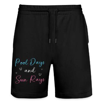 Fête à la piscine - Short de jogging bio TRAINER Stanley/Stella unisexe - noir - Devant - Nik (191cm) & Marisol (170cm)