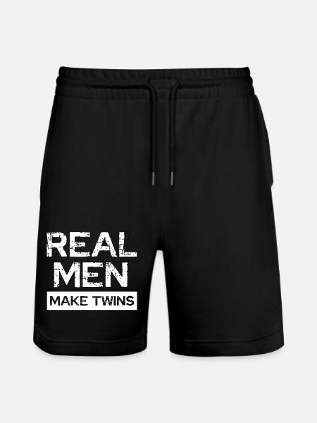 Real Men Make Twins - Stanley/Stella Trainer Unisex Organic Jogging Shorts - black