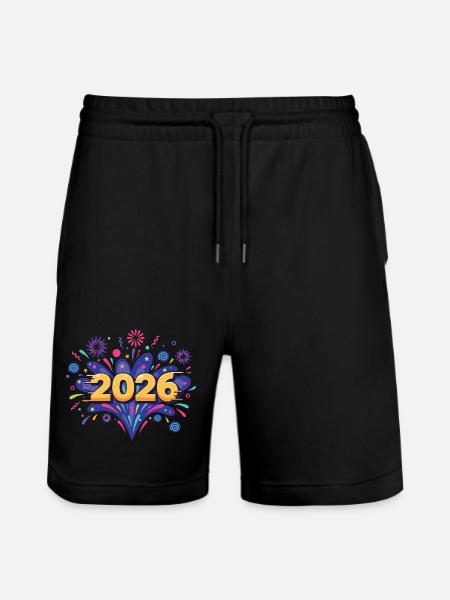 2026 Feuerwerksfeier Silvesterabend - Stanley/Stella Unisex Bio Joggingshorts Trainer - Schwarz