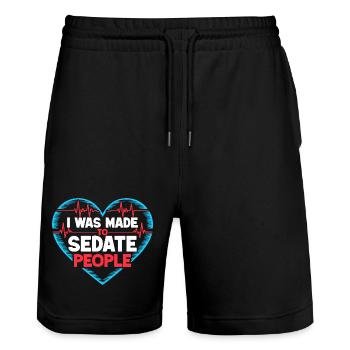Anesthesiologist Made Sedate People Anesthesia - Stanley/Stella Unisex Bio Joggingshorts Trainer  - Schwarz - Vorne - Nik (191cm) & Marisol (170cm)