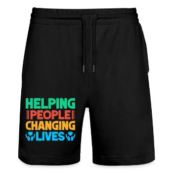 Volunteer Appreciation Helping People Changing - Stanley/Stella Trainer Unisex Organic Jogging Shorts - black - Front - Nik (191cm) & Marisol (170cm)