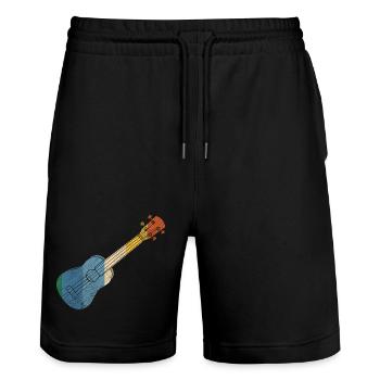 Hawaiian Ukulele Uke Retro Vintage - Stanley/Stella Trainer Unisex Organic Jogging Shorts - black - Front - Nik (191cm) & Marisol (170cm)