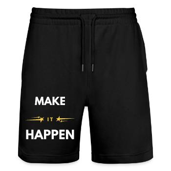Mach es möglich – minimales motivierendes Zitat - Stanley/Stella Unisex Bio Joggingshorts Trainer  - Schwarz - Vorne - Nik (191cm) & Marisol (170cm)