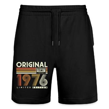 1976 Vintage 50th Birthday Gift Retro - Stanley/Stella Trainer Unisex Organic Jogging Shorts - black - Front - Nik (191cm) & Marisol (170cm)