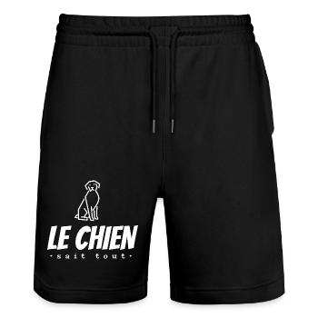 Der Hund weiß alles - Stanley/Stella Unisex Bio Joggingshorts Trainer  - Schwarz - Vorne - Nik (191cm) & Marisol (170cm)