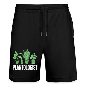 Plantologist Funny Plant Lover Flower - Stanley/Stella Trainer Unisex Organic Jogging Shorts - black - Front - Nik (191cm) & Marisol (170cm)