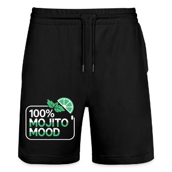 100 % Mojito Mood Summer Cocktail Party Lime Mint - Short de jogging bio TRAINER Stanley/Stella unisexe - noir - Devant - Nik (191cm) & Marisol (170cm)