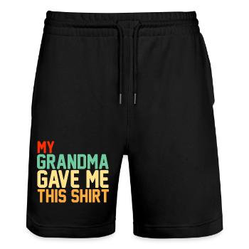 My Grandma Gave Me This Funny Retro Slogan - Stanley/Stella Trainer Unisex Organic Jogging Shorts - black - Front - Nik (191cm) & Marisol (170cm)