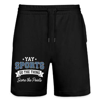 Juhu, Sport macht das Ding und sammelt Punkte - Stanley/Stella Unisex Bio Joggingshorts Trainer  - Schwarz - Vorne - Nik (191cm) & Marisol (170cm)