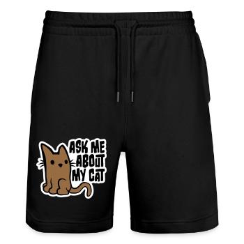 Demandez-moi pour mon chat Chat Amour des animaux Animaux - Short de jogging bio TRAINER Stanley/Stella unisexe - noir - Devant - Nik (191cm) & Marisol (170cm)