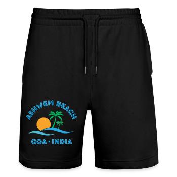 Palmier du coucher de soleil de Goa plage d’Ashwem - Short de jogging bio TRAINER Stanley/Stella unisexe - noir - Devant - Nik (191cm) & Marisol (170cm)