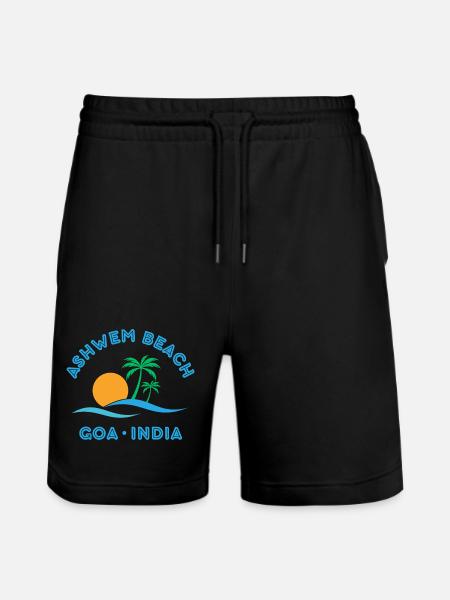 Ashwem Beach Goa Sunset Palm - Stanley/Stella Trainer Unisex Organic Jogging Shorts - black