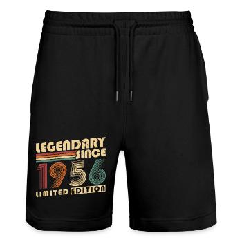 Legendary Since 1956 Vintage Vintage Birthday - Stanley/Stella Trainer Unisex Organic Jogging Shorts - black - Front - Nik (191cm) & Marisol (170cm)